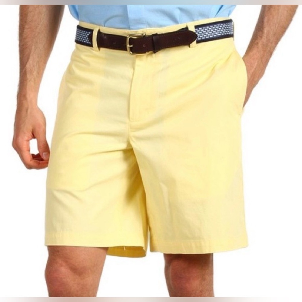 Vineyard Vines Pale Yellow Flat-Front Chino Shorts